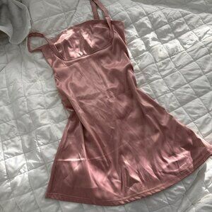 Pink satin slip dress size small